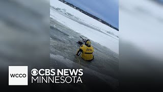 Boy falls through ice while riding snowmobile on Lake Minnetonka