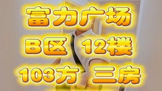 中山八路 富力广场 B区 12楼 东向 三房两厅 103方 代号：399