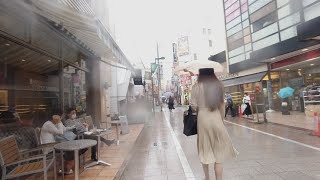 4K A walk around Jiyugaoka Station in Tokyo in the rain