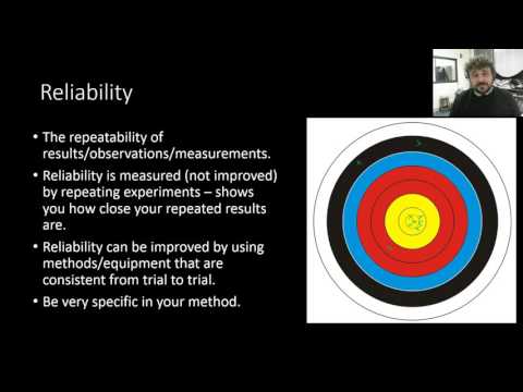 Reliability, validity and accuracy Reliability, validity and accuracy