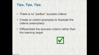 Learning Targets & Success Criteria 1