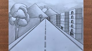 How to Draw a City Road Scenery in 1-Point Perspective