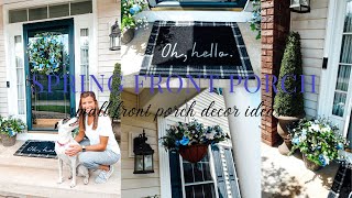 SPRING FRONT PORCH CLEAN AND DECORATE WITH ME | SMALL FRONT PORCH DECORATING IDEAS FOR SPRING