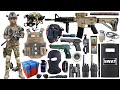 Special police weapon toy set unboxing, M4A1 assault rifle, tactical helmet, Glock pistol, bomb