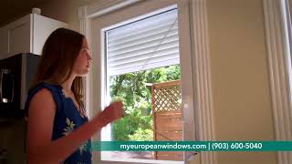 European Tilt and Turn windows with manual roller shutter.