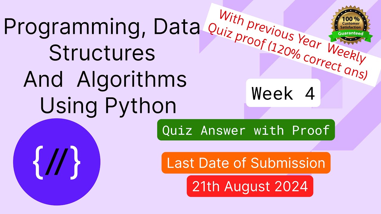 NPTEL: Programming , Data Structures And Algorithms Using Python Week 4 ...