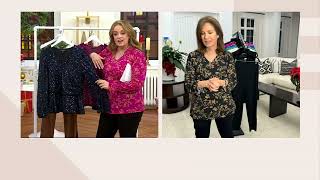 Susan Graver Occasions Sequin Faux Wrap Long-Sleeve Top on QVC