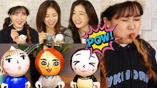 [윤쨔미X에이프릴(채원,진솔)] 아이돌과 툰토이로 서로 그려주고 벌칙으로 충격적인 멘토스 콜라 뿜기 게임! | 윤쨔미TV