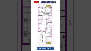 22x60 North facing house plan #houzy #housedesign #northfacehouseplan #northface #floorplan #viral