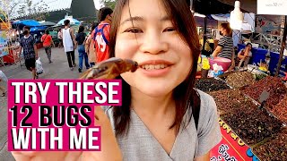 Weird Food | Eating 12 Different Fried BUGS In Thailand