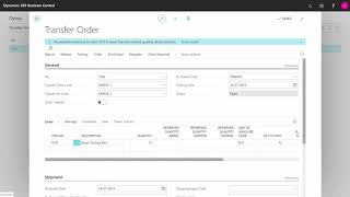 Transfer Order are used to move between Locations - Microsoft Dynamics 365 Business Central