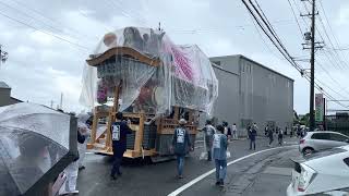 八幡津島神社祭典2022雨の中　電線vs上組