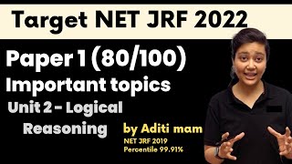 Logical Reasoning Important Topics | NTA UGC-NET Paper 1 | By aditi mam