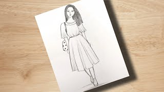 How to draw a beautiful girl in simple steps | Easy pencil sketch of a beautiful girl