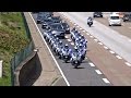 Queen Elizabeth II and Enormous Escort Entourage on a cleared Highway at Frankfurt Queen Elizabeth II and Enormous Escort Entourage on a cleared Highway at Frankfurt