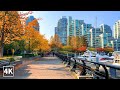 【4K】Vancouver Autumn Walk| Coal Harbour Vancouver Canada, (Binaural City Sounds) 4K Ambience