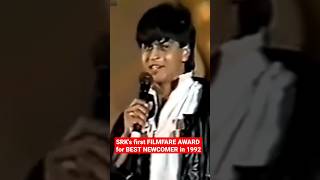 SRK's first FILMFARE AWARD for BEST NEWCOMER in 1992 #viral #bollywood #shorts