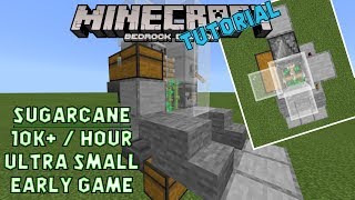 Sugarcane Microfarm for Minecraft Bedrock. Easy to build early game.