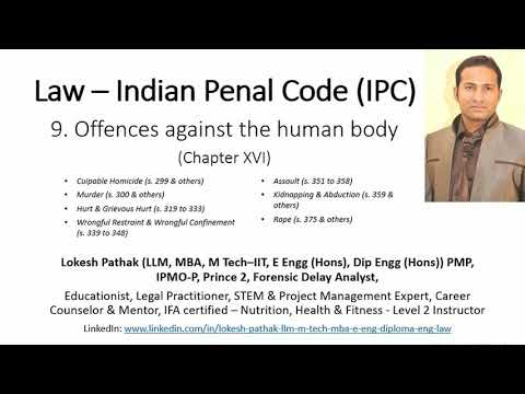 Law - Indian Penal Code (IPC) - 9: Offences Against The Human Body ...