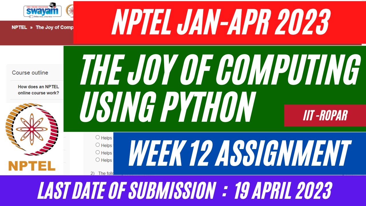 NPTEL The Joy Of Computing Using Python Week 12 Assignment Solutions ...