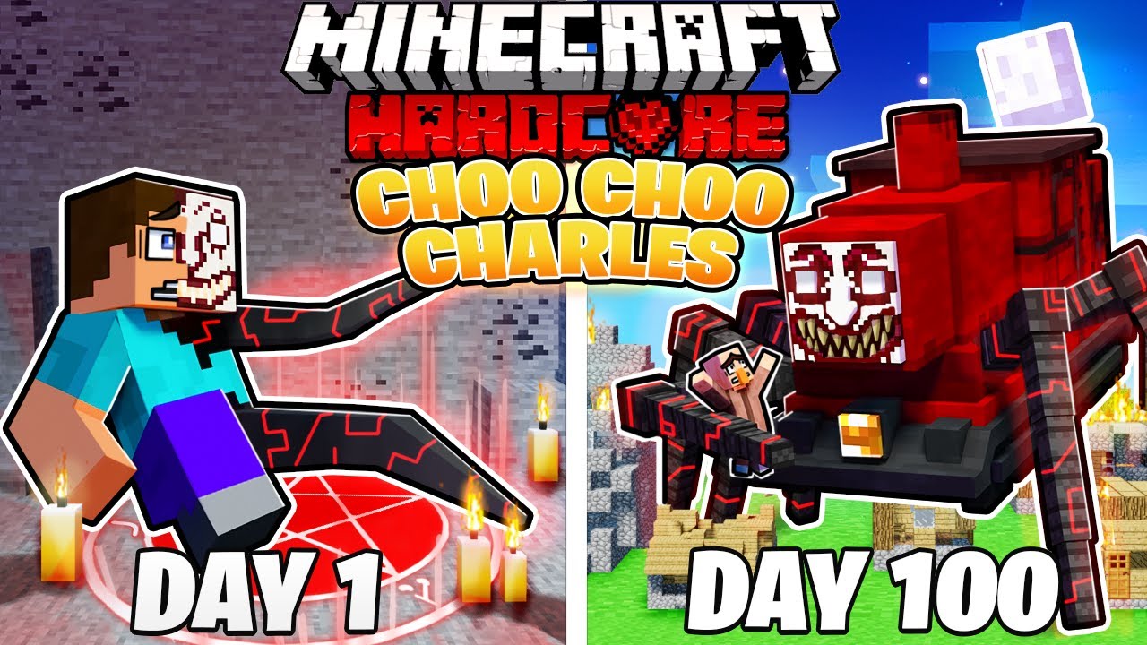 I Survived 100 DAYS As CHOO CHOO CHARLES In HARDCORE Minecraft! - YouTube