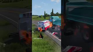 Ambulance service Vs dump truck driver crash #beamngdrive #cars #toys #truck #dumper #ambulance