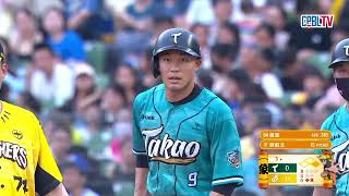 08/18 台鋼 VS 中信 一局上，感冒歸隊的王柏融在第一個打席馬上敲出安打，但最後形成殘壘