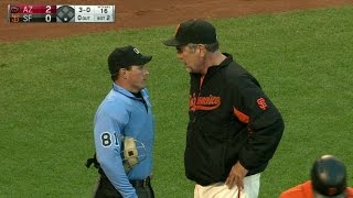 ARI@SF: Bochy gets ejected after an argument
