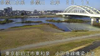 多摩川 小田急線橋梁上流 (2022/11/08) 定点観測 Tamagawa River Live Camera