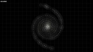 Simulation of N-bodies (nano galaxies) using Numpy, Pygame in Python