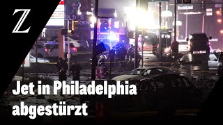 Rettungsjet stürzt in Philadelphia ab