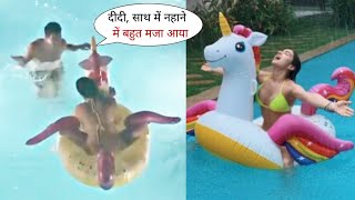 Sara Ali Khan and Ibrahim Fan-Masti in Swimming pool at Home | Celebrate Raksha-Bandhan