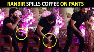 Ranbir Kapoor spills a cup of coffee on his pants at an event, video goes viral; netizens react