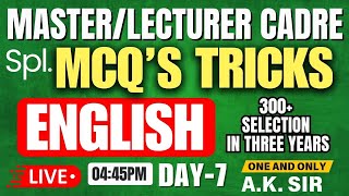 ENGLISH Master Cadre | SPL. MCQ’S Tricks | LIVE | 22-01-2025 | Monday | 04:45 PM | BY A.K.SIR