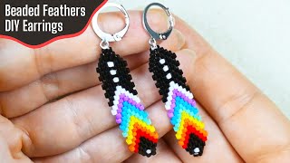 DIY Brick Stitch Feather Earrings | Boho Seed Bead Tutorial for Beginners