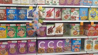 Whats On the Cereal Shelf Aisle in Foodland Grocery Store, Ontario, Canada