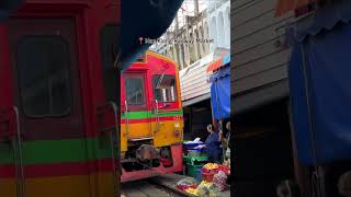 The famous Train market in Thailand - Mae Klong Railway Market near Bangkok