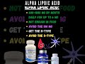 alpha lipoic acid benefits alpha lipoic acid for neuropathy