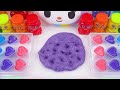 satisfying video making clear slime with kuromi colorful heart eyeshadow cosmetic mixing random asmr