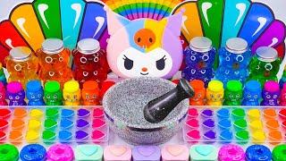 Satisfying Video Making Clear Slime With KUROMI Colorful Heart Eyeshadow Cosmetic Mixing Random ASMR