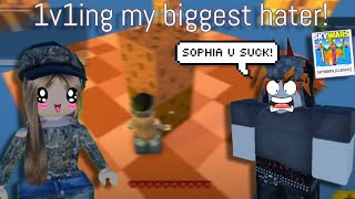 1v1ing my BIGGEST Hater (ROBLOX Skywars)