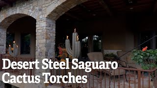 Desert Steel Saguaro Cactus Torches