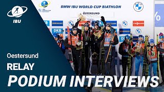 World Cup 21/22 Oestersund: Men Relay Podium Interviews