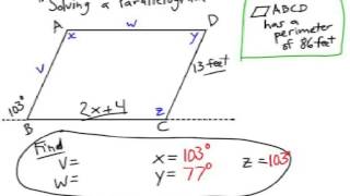 Solving a Parallelogram: Using Algebra