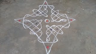 Simple easy sikku kolam 🌷 9*1 dots kambi kolam 🌷 mellikala muggulu 🌷