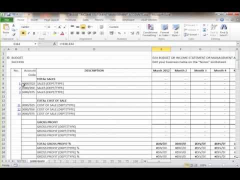 BUDGET INCOME STATEMENT AND MANAGEMENT ACCOUNTS BUDGET INCOME STATEMENT AND MANAGEMENT ACCOUNTS