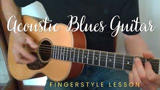 Acoustic blues guitar lesson | Fingerstyle guitar tutorial (Mystery Train)