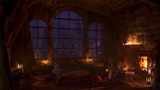 Warm Cozy Cabin With A Relaxing Fire & Gentle Wind | Instant Sleep | Winter Ambience | 4k | 8Hours
