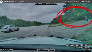 Dirt Bike disappears into the woods - Arkansas State Police in pursuit #chase #pursuit