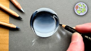 Drawing a realistic Crystal Sphere (Glass Ball) - Step by Step